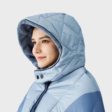 Weatherproof vintage outdoor blanket with detachable hood in blue