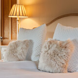 Bowron Long Wool Sheepskin Double Sided Cushion, 35 x 35cm in Stone