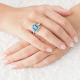 Blue Topaz and Diamond 14kt White Gold Ring