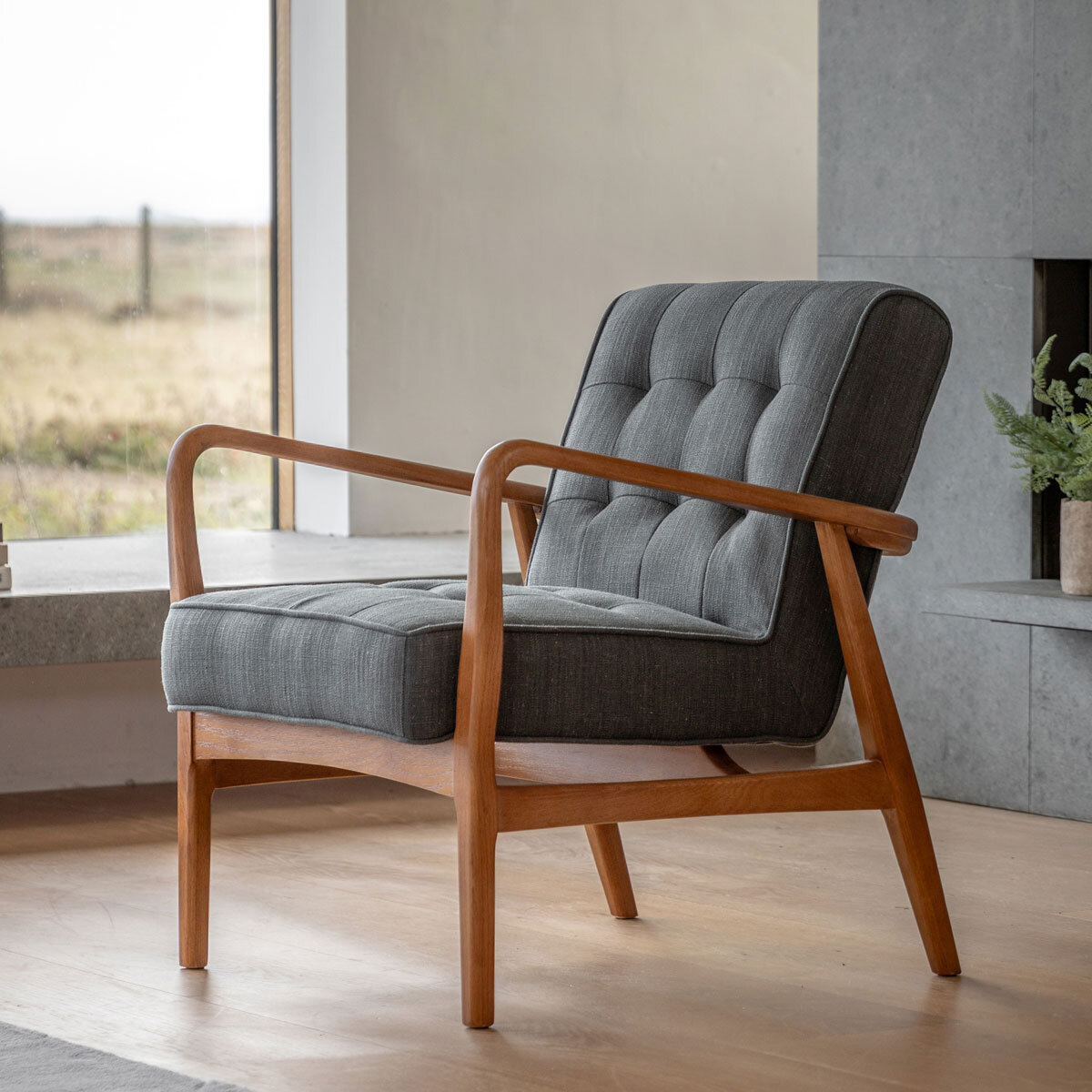 Gallery Humber Dark Grey Linen Armchair