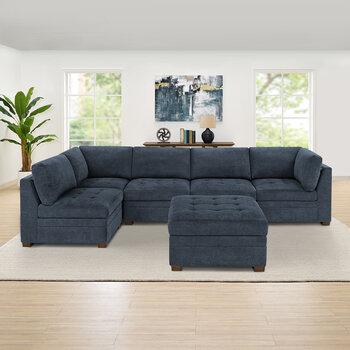 Thomasville Tisdale Blue 6 Piece Modular Fabric Sofa