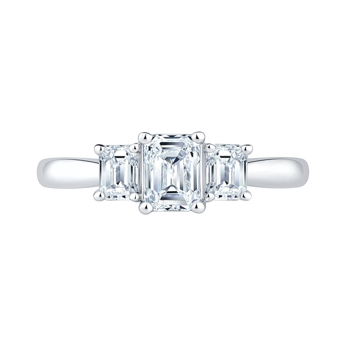 1.20ctw Emerald Cut Diamond 3 Stone Ring, Platinum