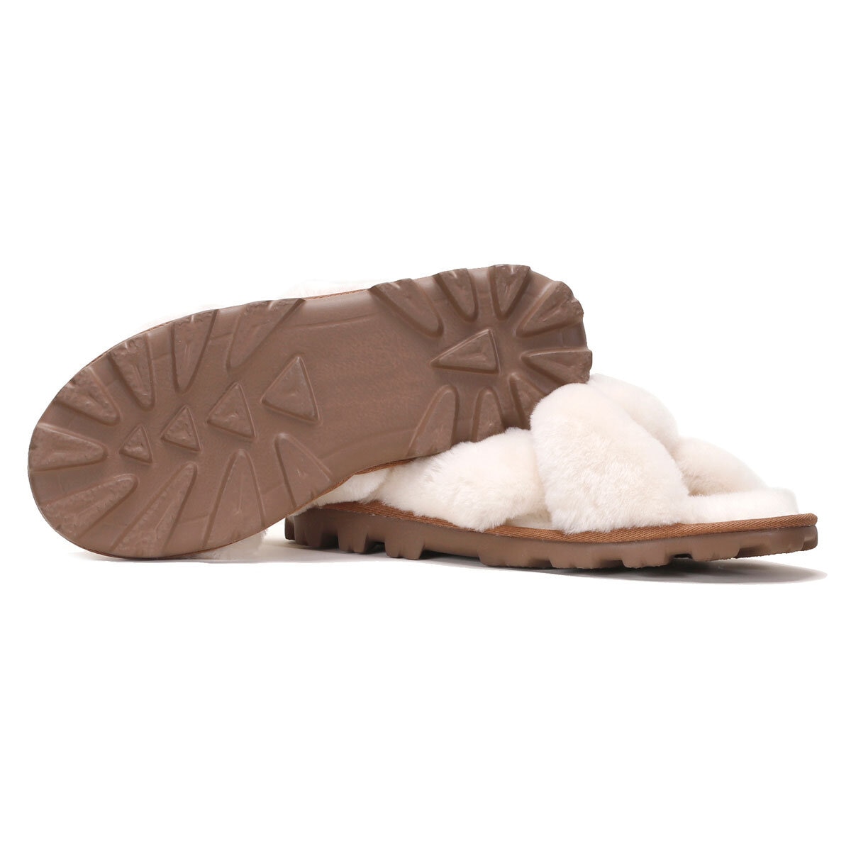 Kirkland Signature Ladies Shearling Slider Slipper in Tan