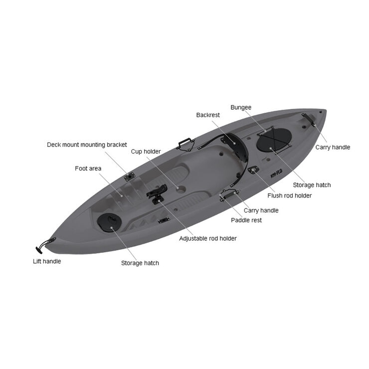 H20-FLO Fishing 10ft (304cm) Sit-On 1 Person Kayak with Paddle | Costco UK