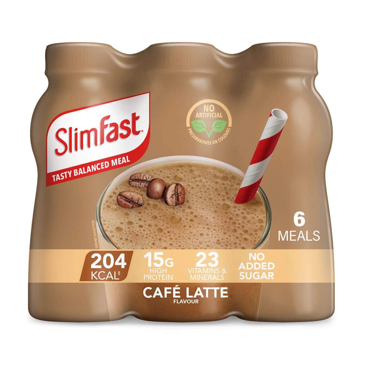 Slimfast Cafe Latte Shakes, 6 x 325ml