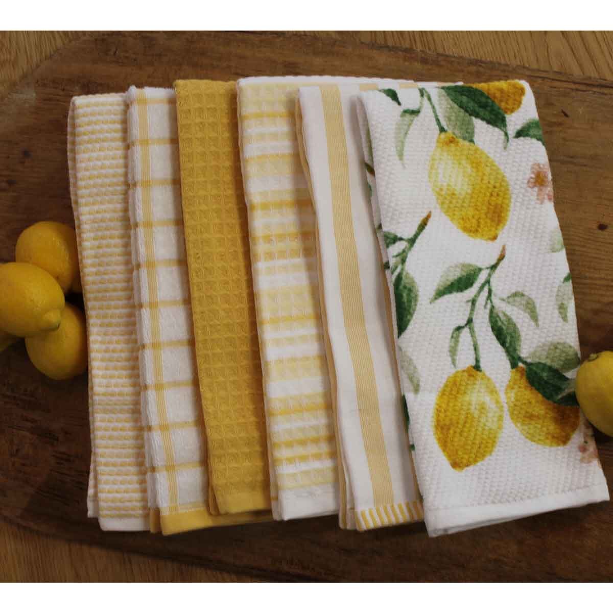 Caro Home 100% Cotton Kitchen Towels 8 Pack in Yellow