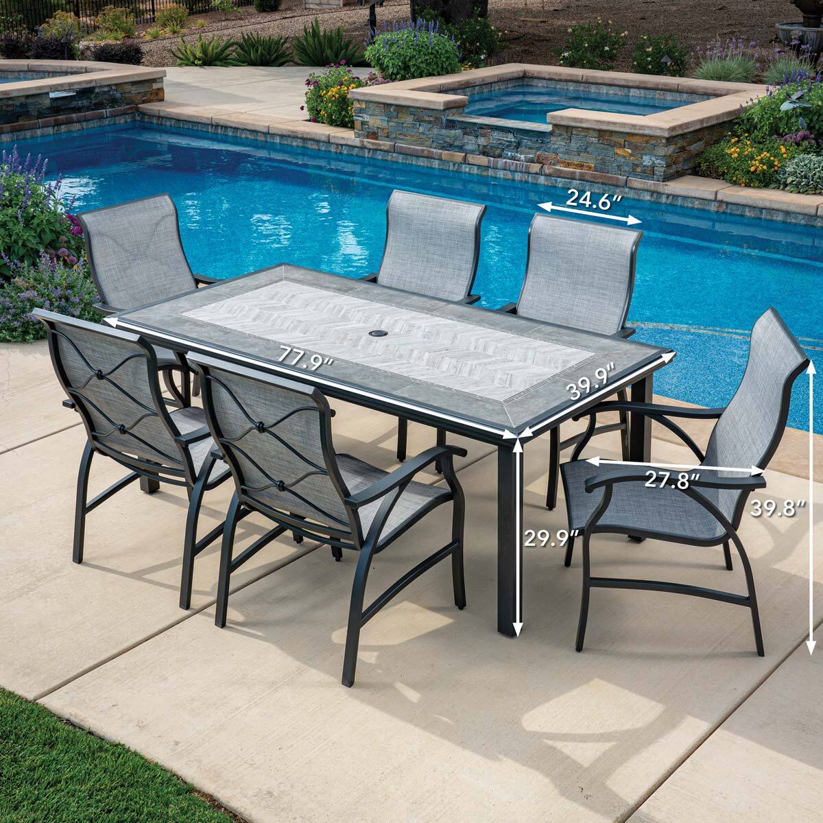 SunVilla Santa Fe 7 Piece Sling Dining Patio Set + Cover | Costco UK