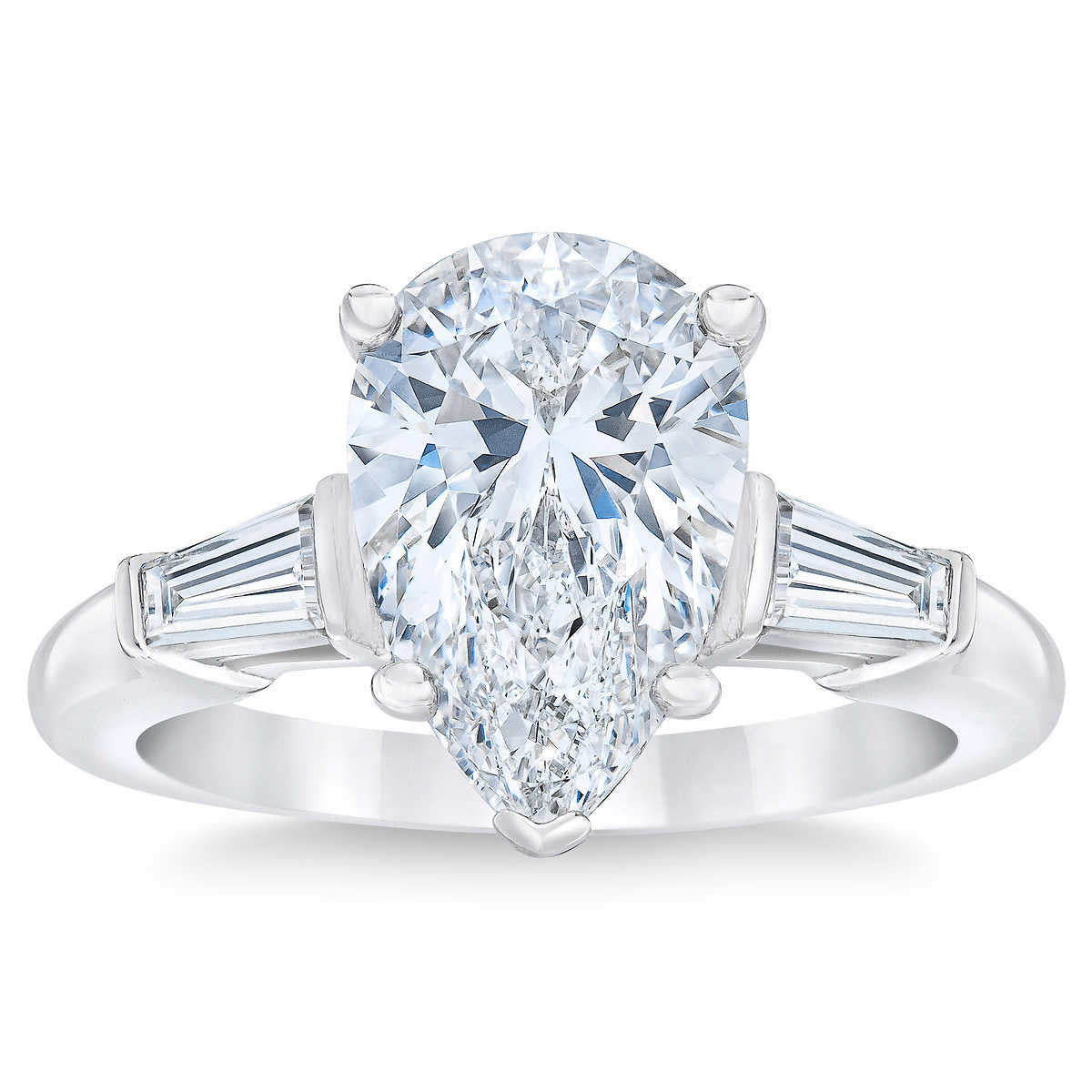 3.65ctw Pear Cut Diamond Baguette Ring, Platinum | Costco UK