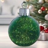 15.7 Inches (1.3ft) Glass Oversized Ornament with 60 LED Lights in Green