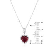 Garnet & 0.19ctw Diamond Heart Pendant, 14ct White Gold