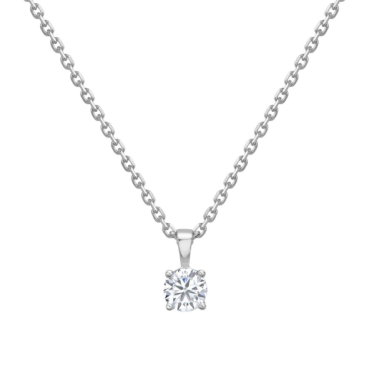 0.50ct Round Brilliant Cut Diamond Solitaire Pendant, 18ct White Gold