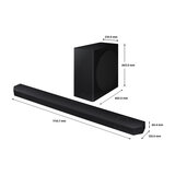 Dimensions Samsung Q800D Q-Series Cinematic Soundbar with Subwoofer