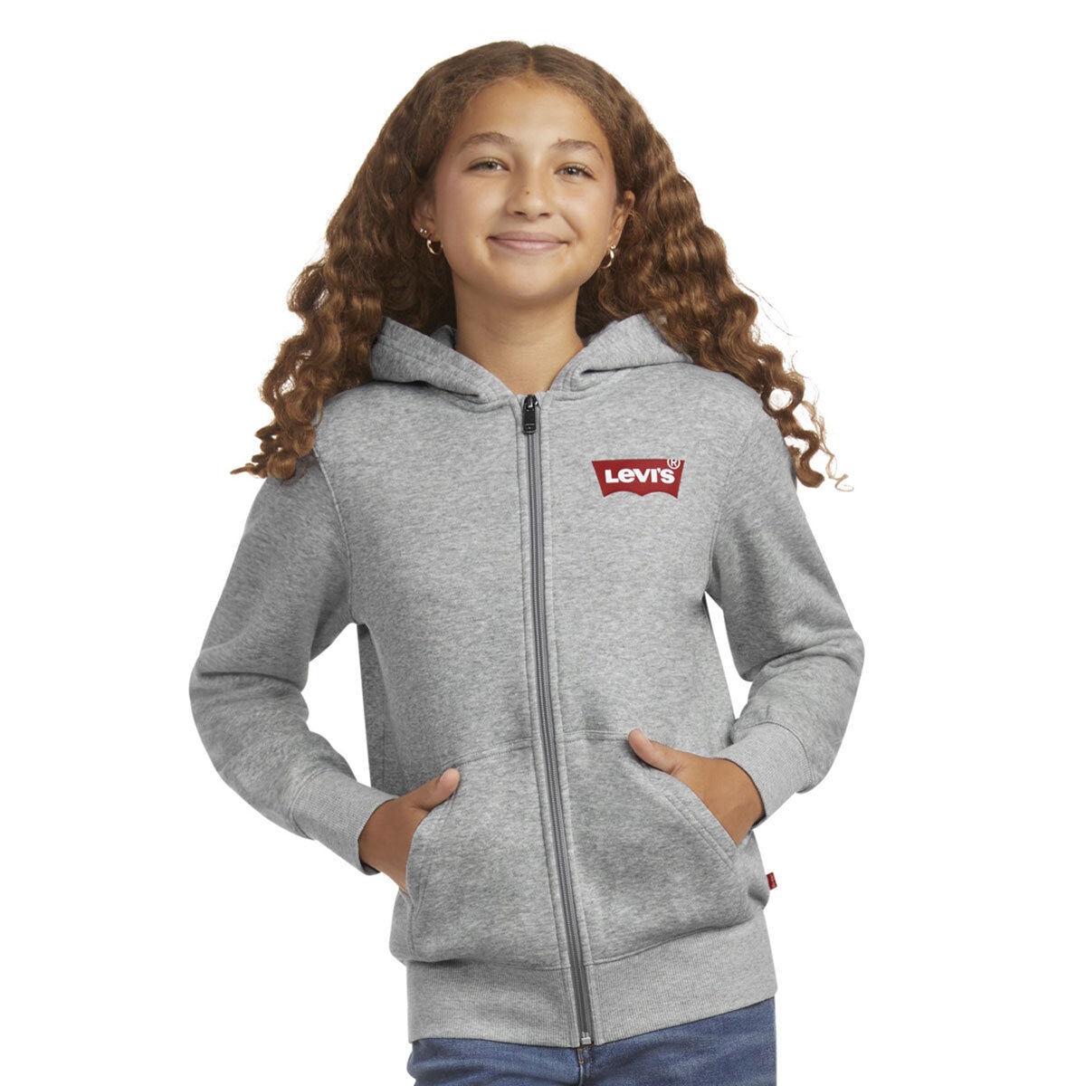 Levi Youth Zip Up Hoodie in Grey