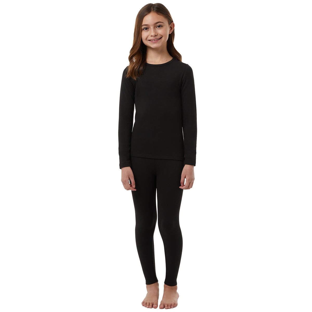 32 Heat Kids Plush Base Layer Set in Black, Large