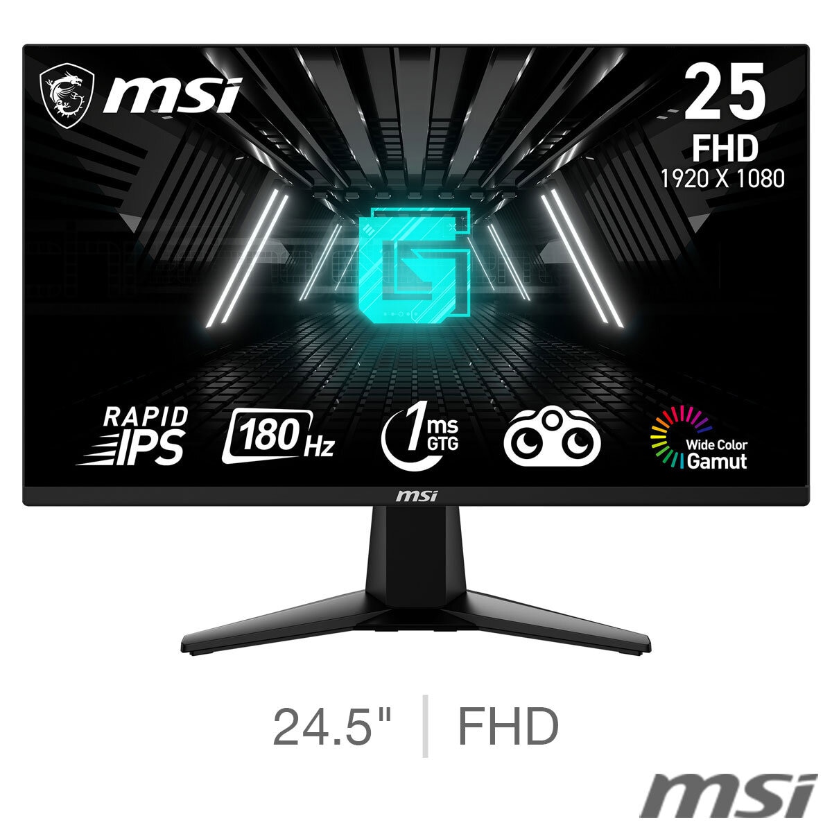 MSI G255F Full HD 180Hz IPS Curved Gaming Monitor, 9S6-3BC01M-004