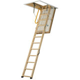 Cut out image of opened loft ladder on white background