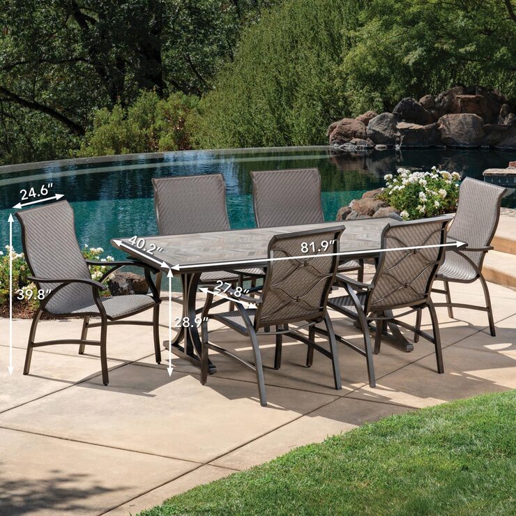 Sunvilla Preston 7pc Woven Dining Set Stationary | Costco UK