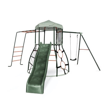 Plum Metal Climbing Dome with Slide, Monkey Bars, and Swing Arm (3+ Years) Plum Metal Climbing Dome with Slide, Monkey Bars, and Swing Arm (3+ Years)