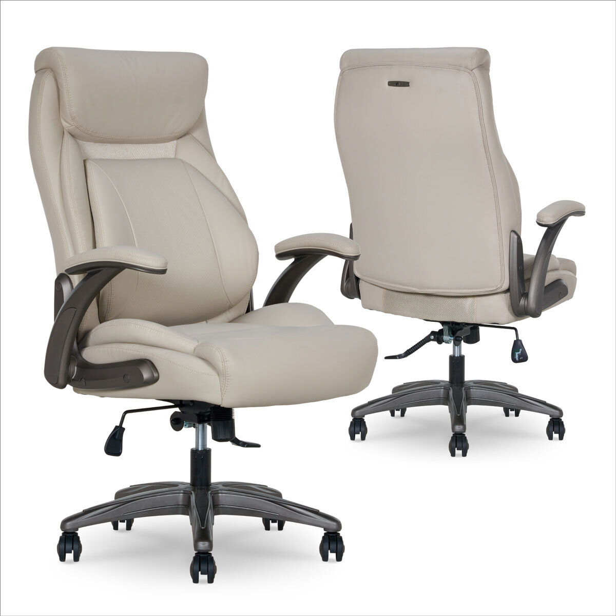 La-Z-Boy Air Lumbar Manager's Office Chair with Flip Up Arms, Beige