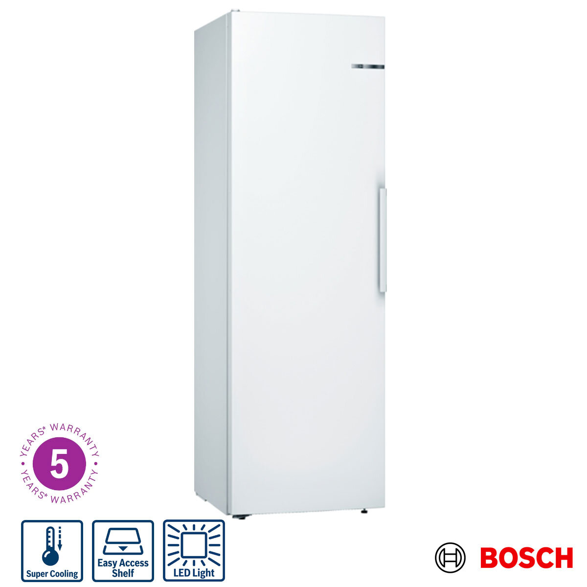 Bosch Series 4 KSV36VWEPG Upright Fridge, E Rated in White