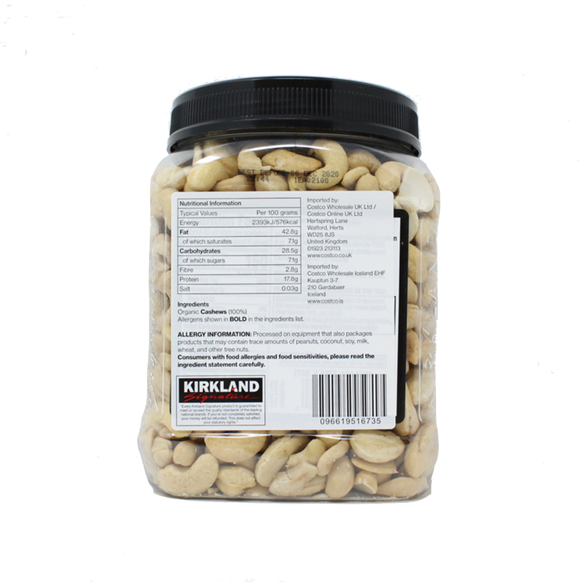 Kirkland Signature Organic Cashew Nuts 113kg Costco Uk