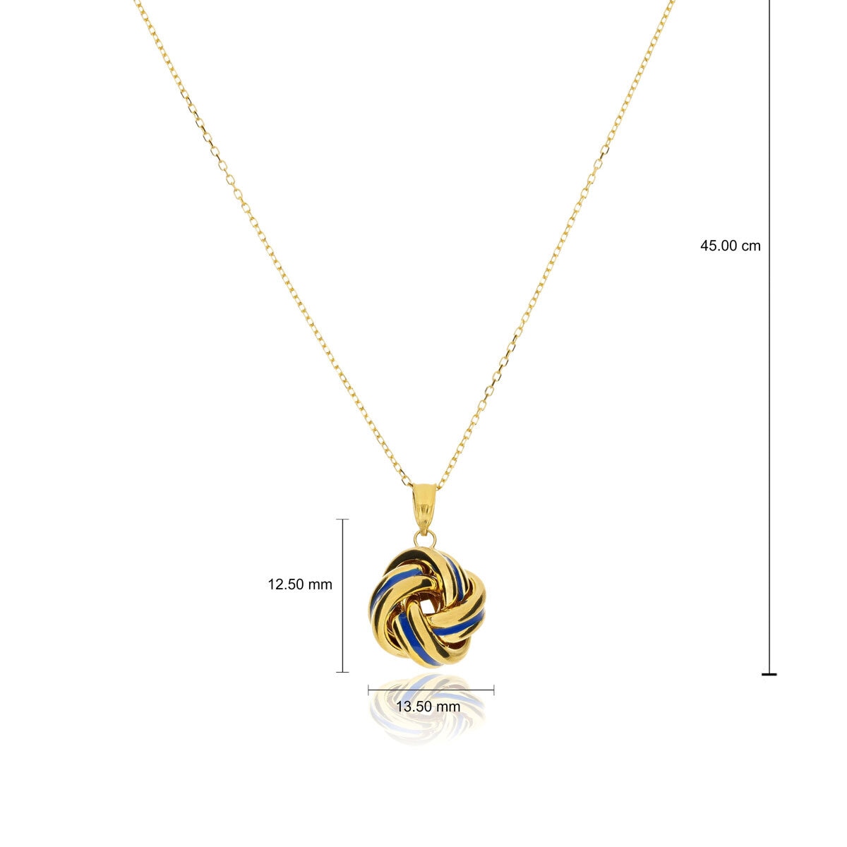 14ct Yellow Gold Navy Enamel Love Knot Necklace