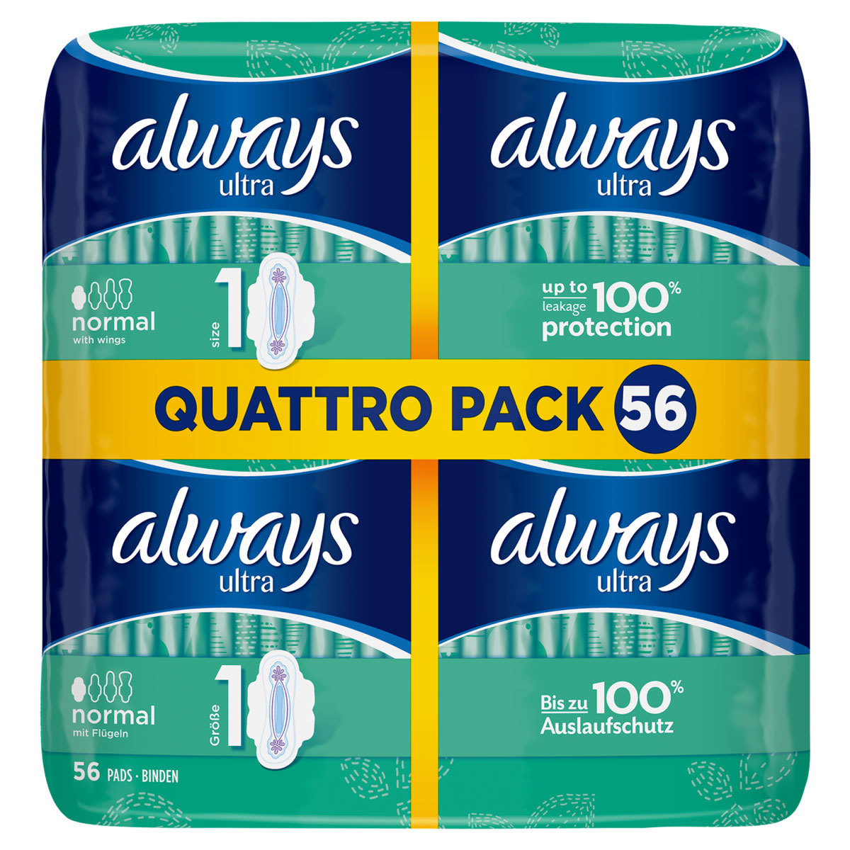 Always Ultra Normal Size 1 Sanitary Towels with Wings, 56...