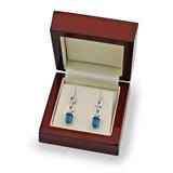 Emerald Cut London Blue Topaz & Diamond Earrings, 18ct White Gold