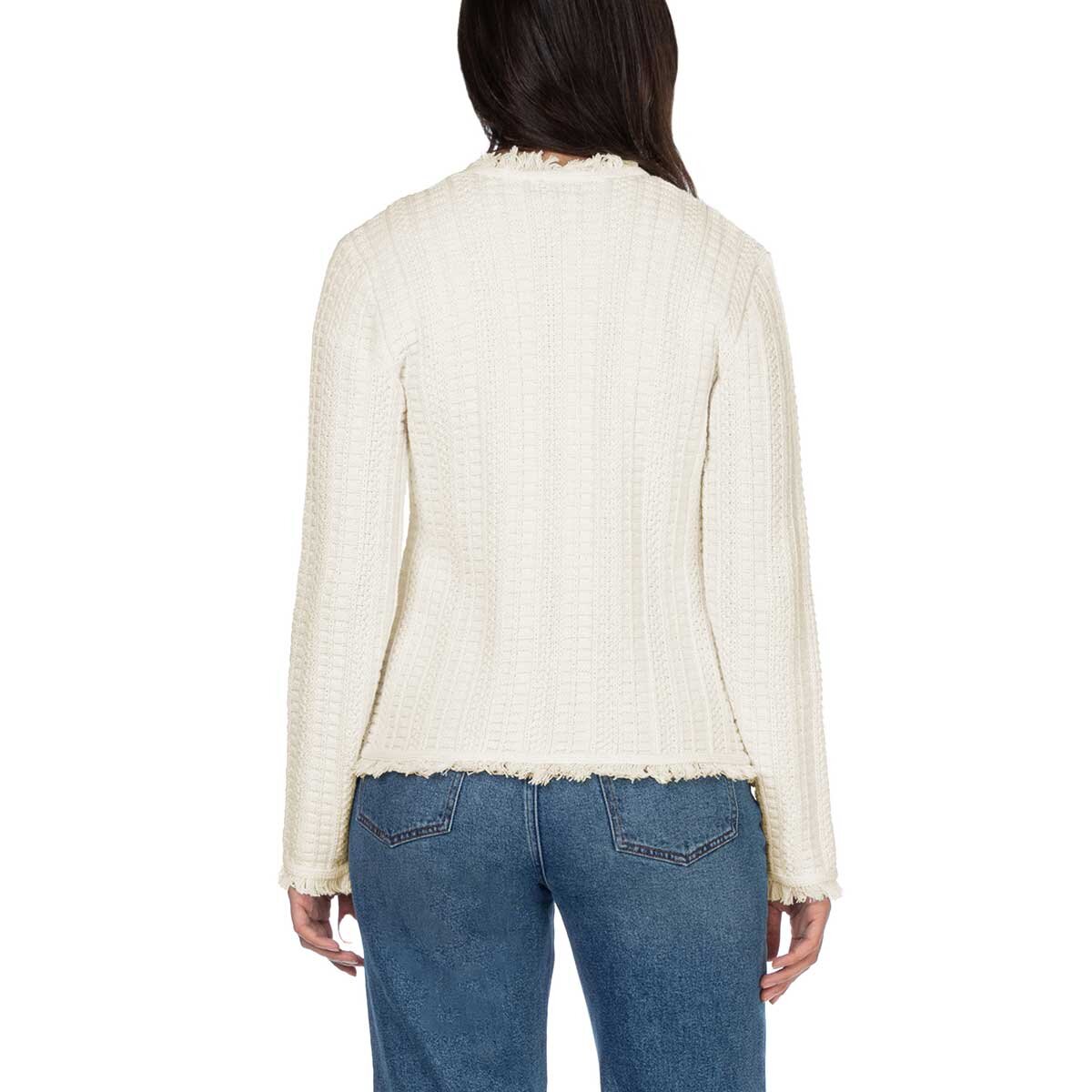 Wellworn Ladies Fringe Cardigan in Cream