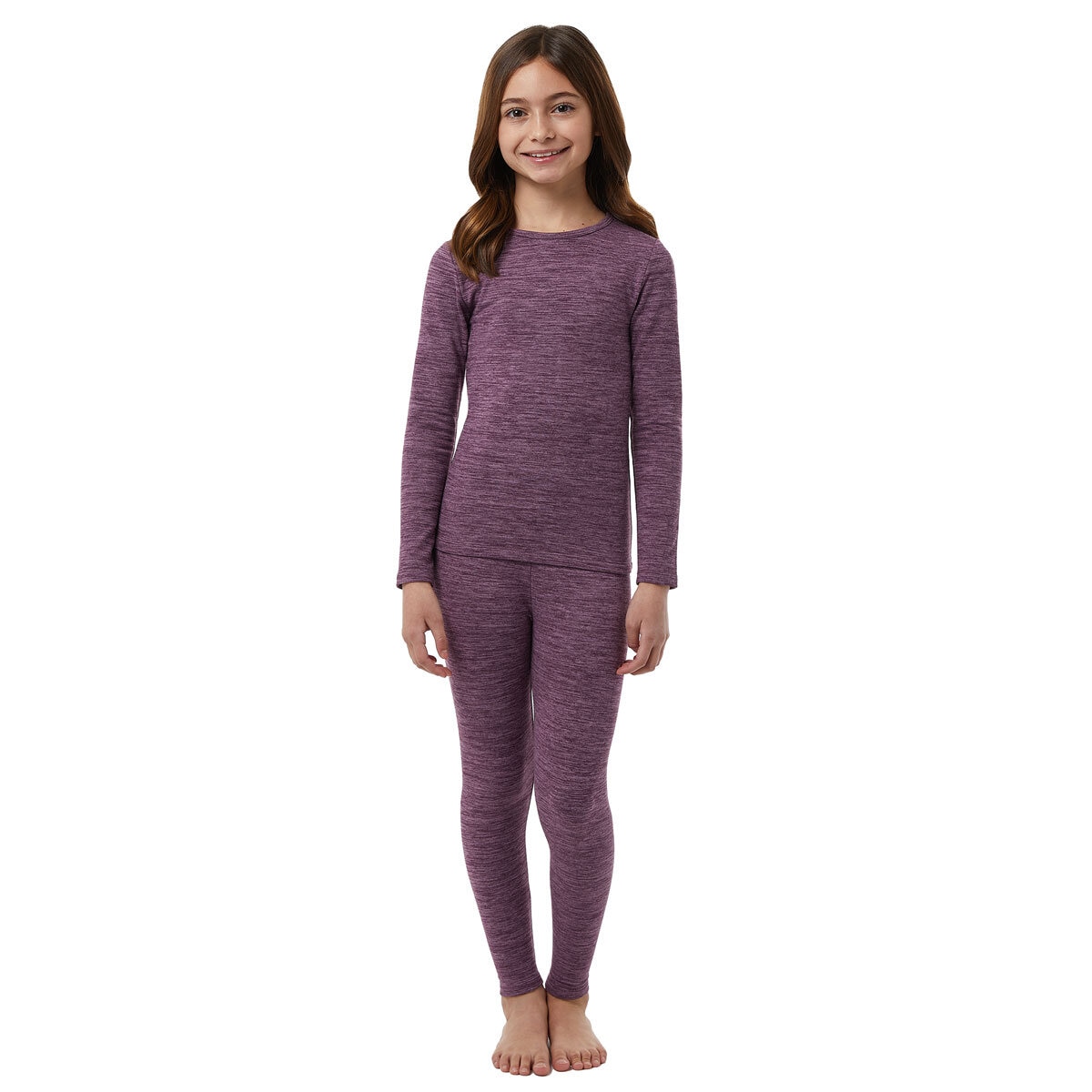 32 Heat Kids Plush Base Layer Set in Purple