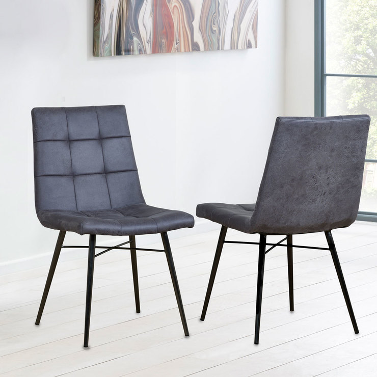 Grey Faux Leather Dining Chair, 2 Pack | Costco UK