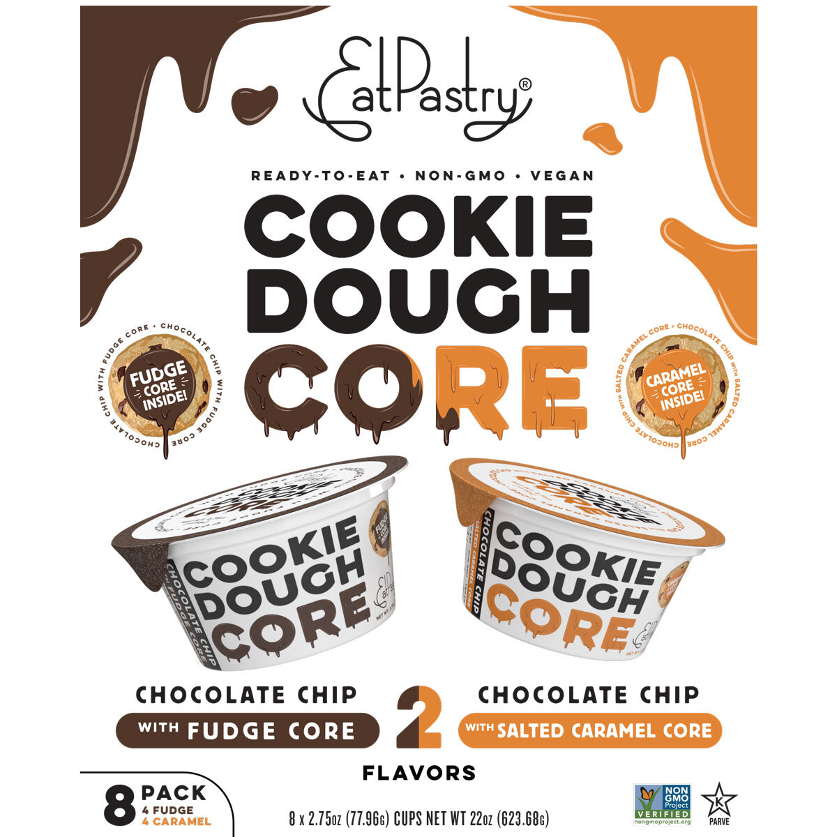 Eat Pastry Cookie Dough Core Fudge & Salted Caramel, 8 Pack 