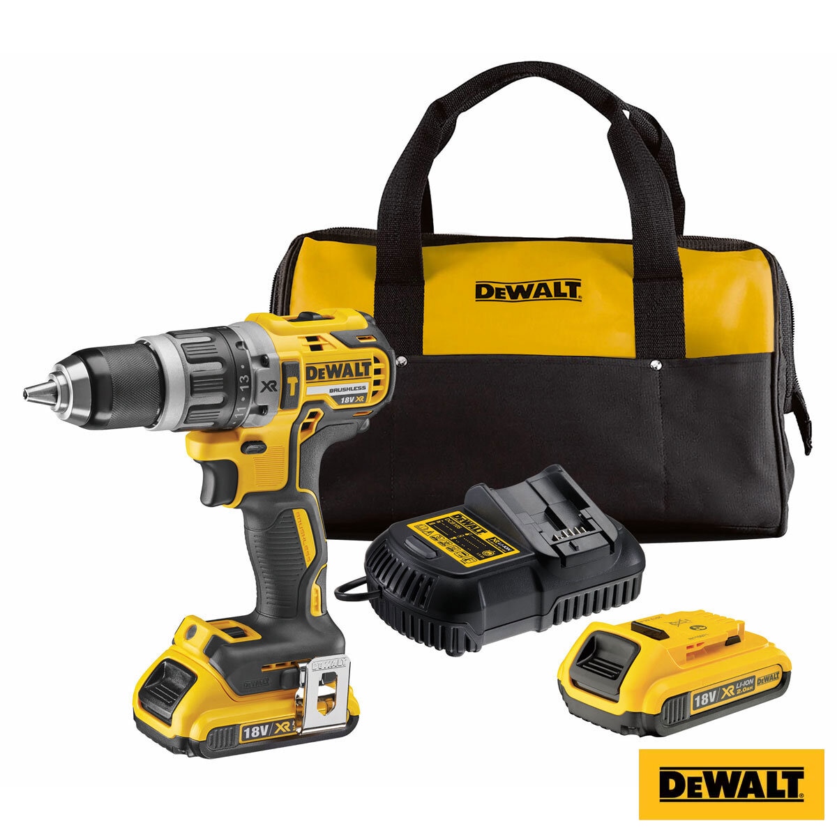 DEWALT Brushless Hammer Drill Driver Kit Includes 2 X 2