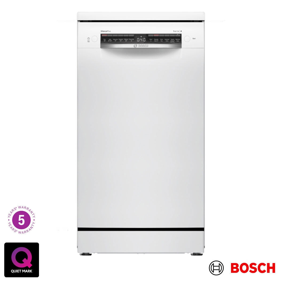 Bosch SPS4HMW49G Series 4 Slimline Freestanding 10 Place Setting Dishwasher, E Rated in White