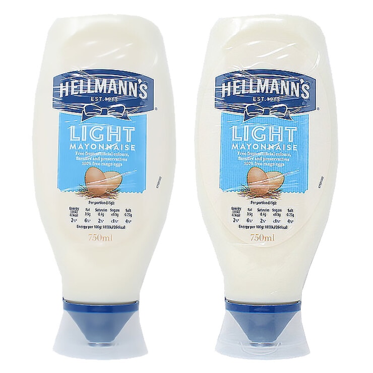 Hellmann's Light Squeezy Mayonnaise, 2 x 750ml Hellmann's Light Squeezy Mayonnaise, 2 x 750ml