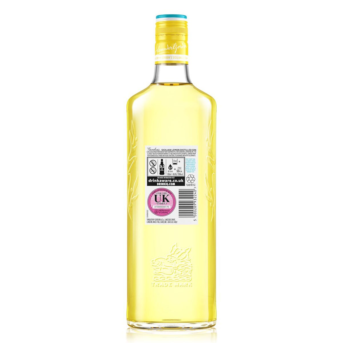 Gordon’s® Sicilian Lemon Gin, 70cl 37.5 ABV 37.5% ABV   C6/L186/P30