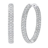 5.00ctw Round Brilliant Cut Diamond Inside & Out Hoop Earrings, 14ct White Gold