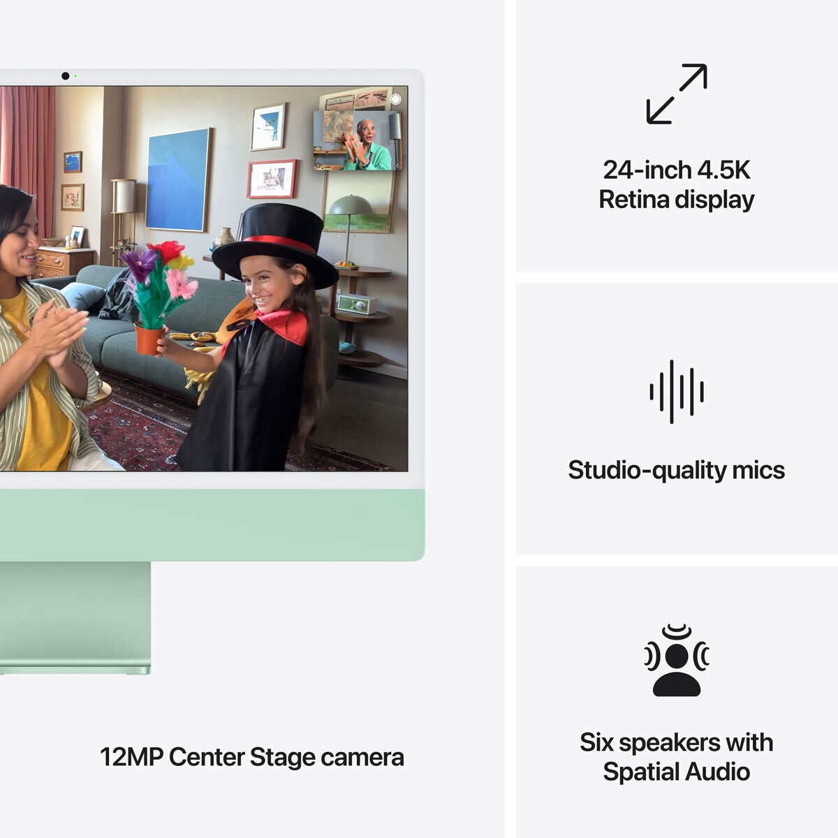 Apple iMac 2024, Apple M4 Chip, 10-Core CPU, 10-Core GPU, 16GB RAM, 256GB SSD 24 Inch in Green, MWUU3B/A at costco.co.uk