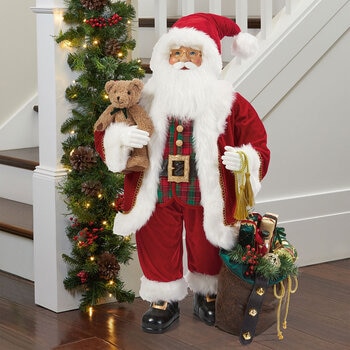 3ft (91cm) Traditional Fabric Standing Santa