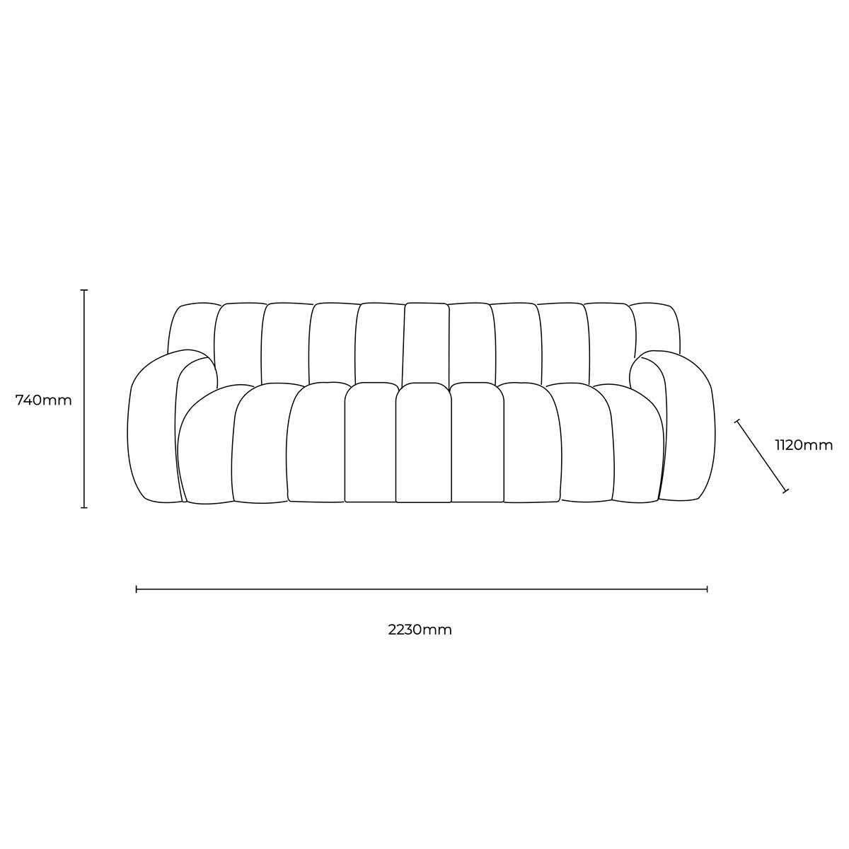 Gallery Coste Cream Fabric 3 Seater Sofa