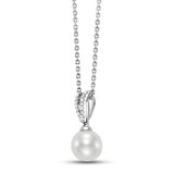 8.5-9mm Cultured Freshwater White Pearl Pendant, 18ct White Gold