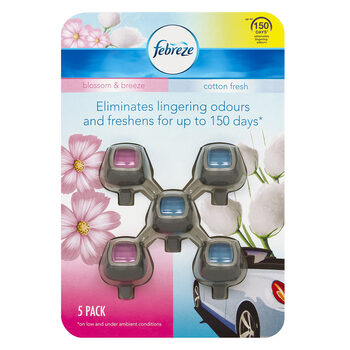 Febreze Car Clip on Air Freshener Cotton/Blossom Pack of 5