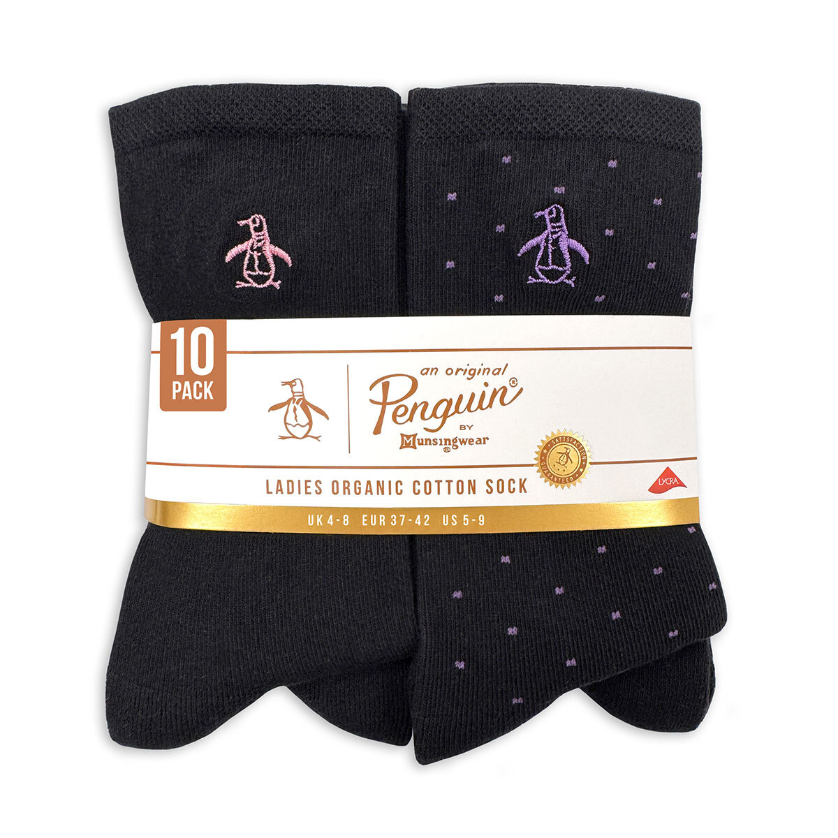 Penguin Ladies Crew Sock Black 10 Pack