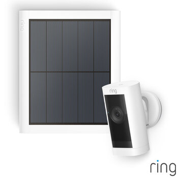 Ring Stick Up Cam Pro with Solar Panel in White 