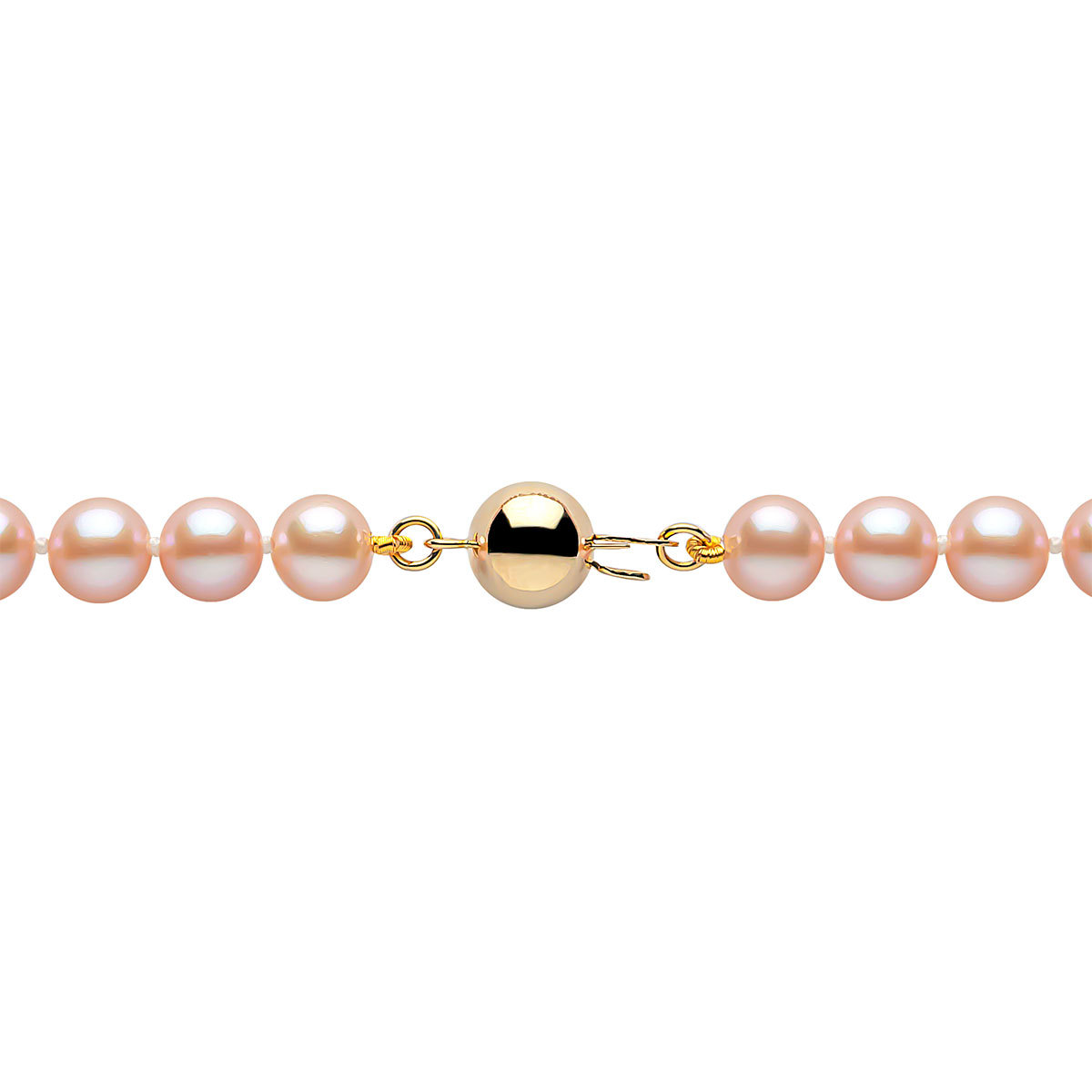 9-5mm Cultured Freshwater Pink Graduated Pearl Necklace, 18ct Yellow Gold