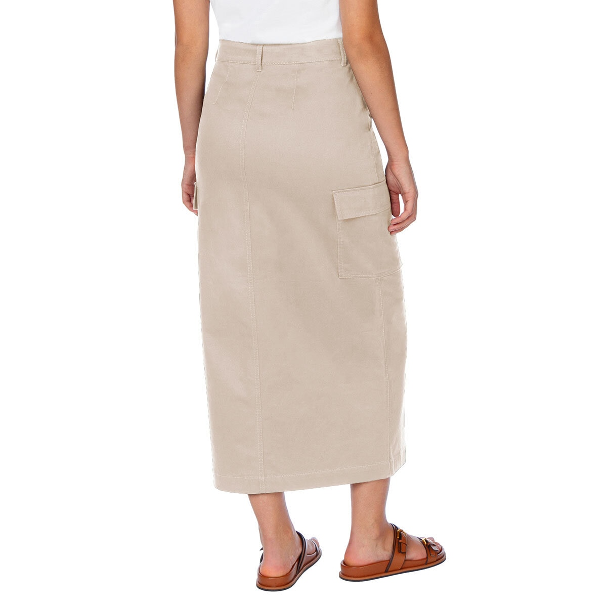 Wellworn Ladies Cargo Maxi Skirt in Sand