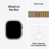 Apple Watch Ultra 2 GPS + Cellular, 49mm Titanium Case with Tan Alpine Loop - Small, MX4E3QA/A