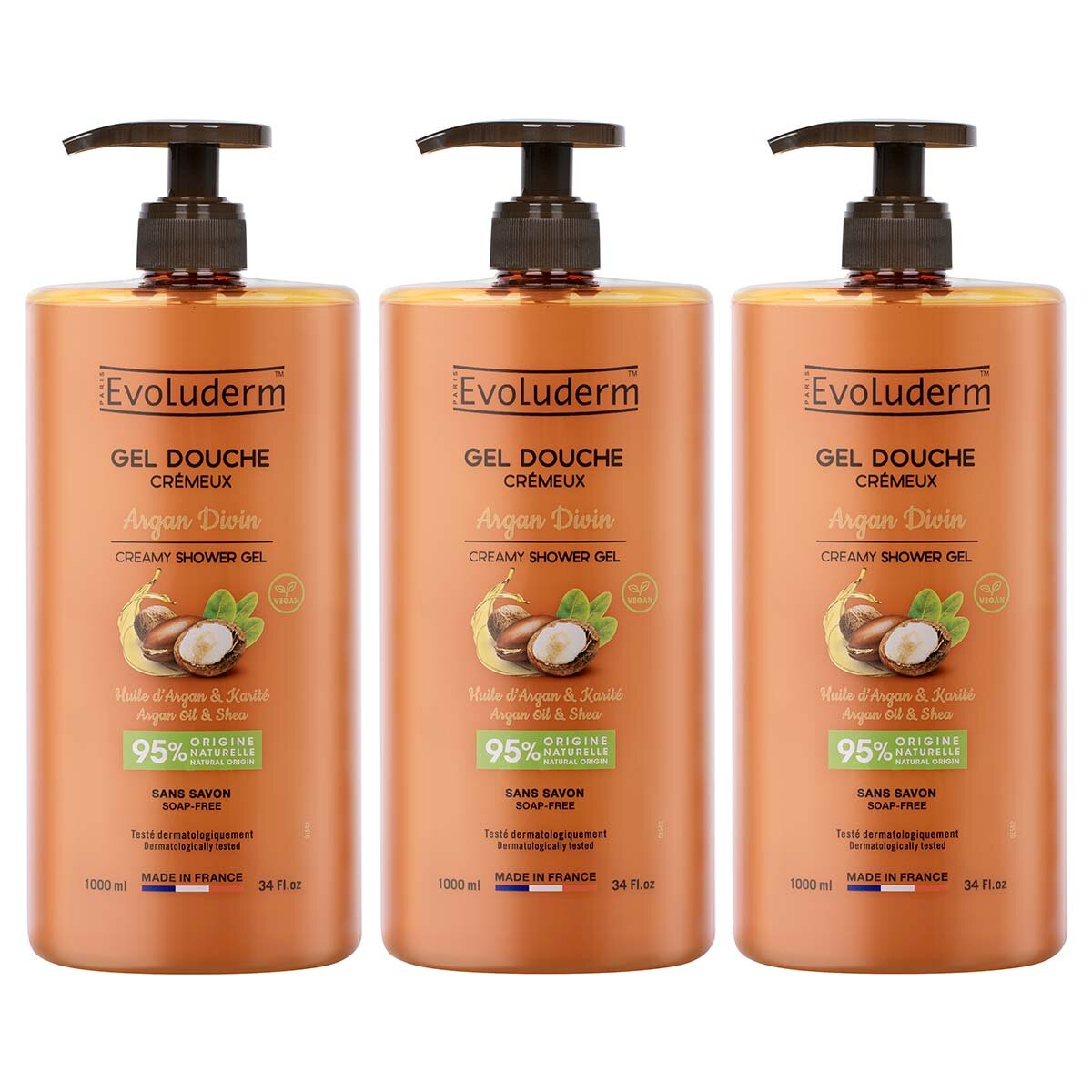 EVOLUDERM  ARGAN DIVIN SHOWER GEL 3 X 1L