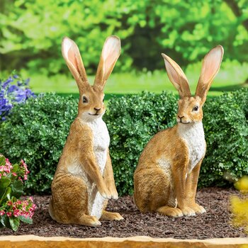 Ornamental Hare Statues, Set of 2