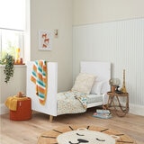 Tutti Bambini Fika Mini Cot Bed with Sprung Mattress, White & Light Oak